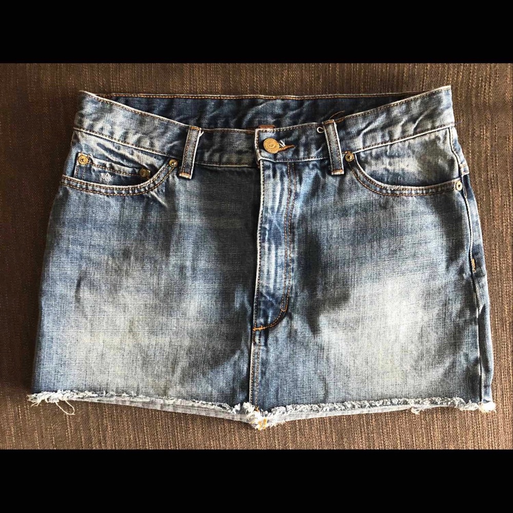 Free people denim mini skirt
